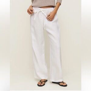 Reformation Olina White Linen Pants